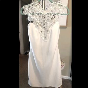 NWT Boutique Formal White Mini Lace Neck Dress
